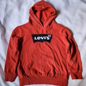 Levi’s Red Textured Raised Chenille Logo Youth Boys Sz M Pullover Hoodie Sweater